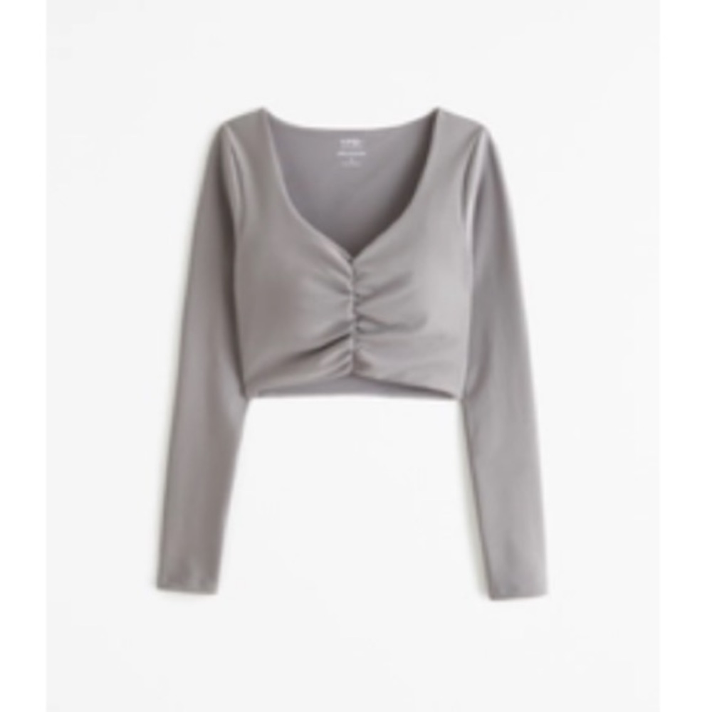 NWT Abercrombie YPB ScultpLux Ruched Long Sleeve Crop Top